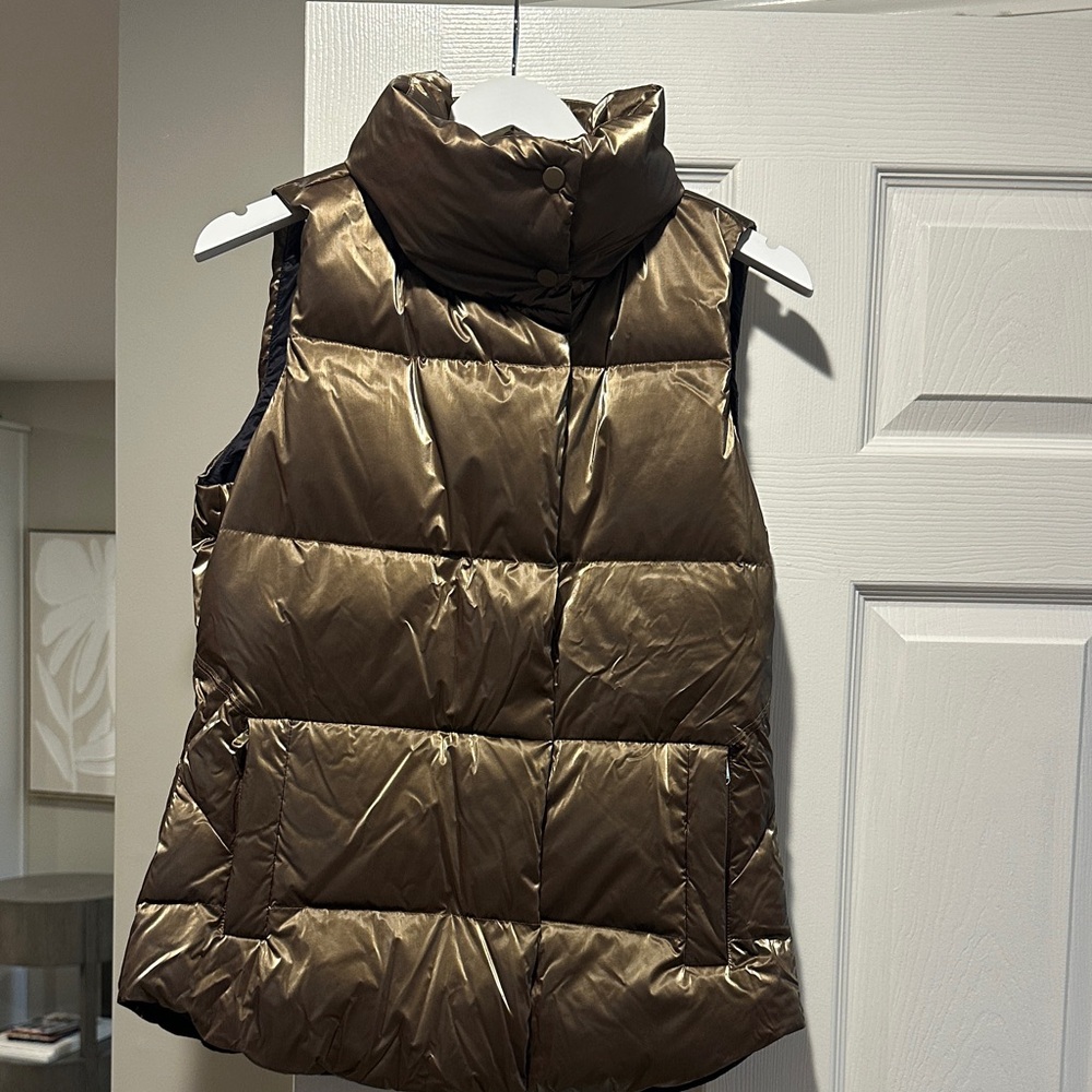 Athleta Metallic Bronze Quilted Puffer Jacket